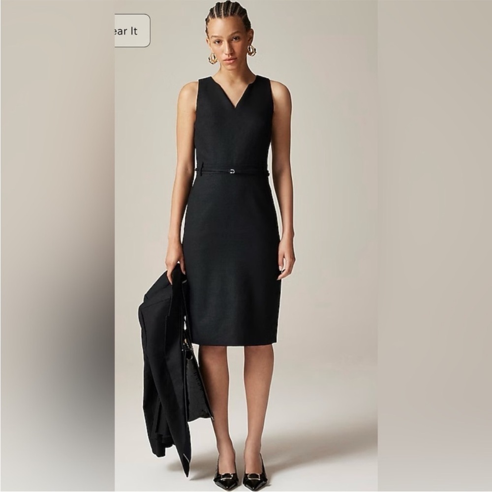 J. Crew Executive dress in stretch linen blend black NEW 2 Petite closet staple